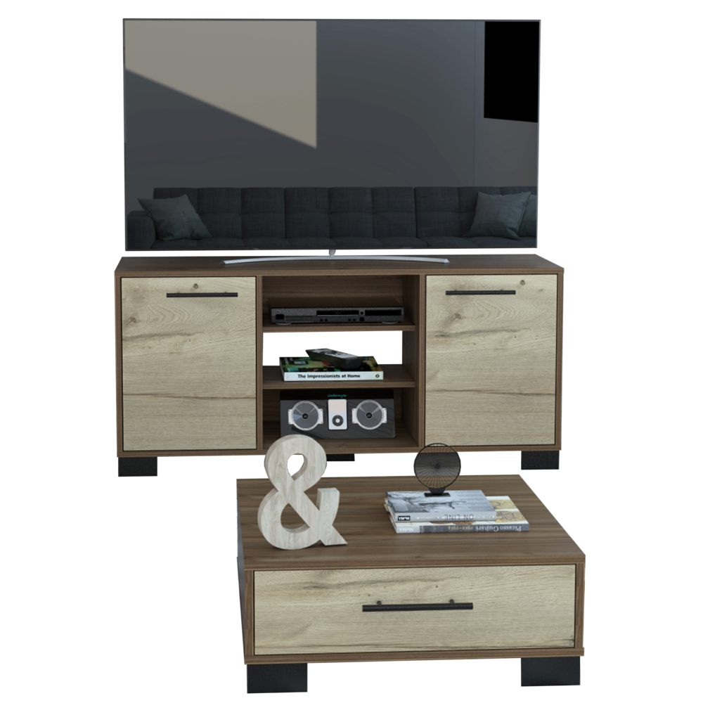 Rack + Mesa De Centro Marsella Color Gales y Duna Para Sala De Estar